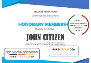 USA Honorary Membership certificate template in Word and PDF format