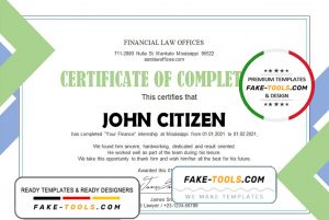 USA Law Internship certificate template in Word and PDF format