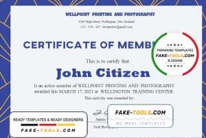 USA Membership certificate template in Word and PDF format