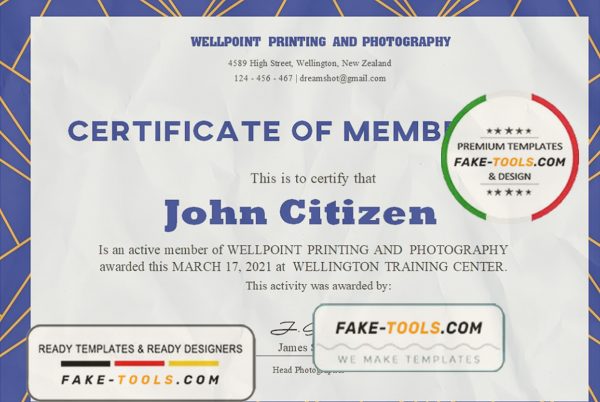 USA Membership certificate template in Word and PDF format