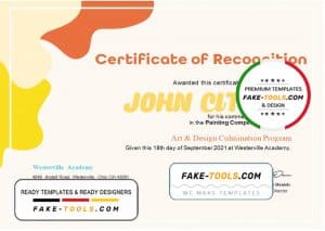 USA Painting Award certificate template in Word and PDF format