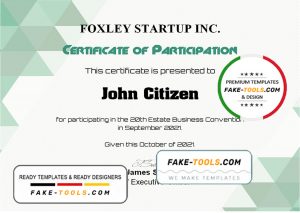 USA Participation certificate template in Word and PDF format