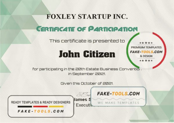USA Participation certificate template in Word and PDF format