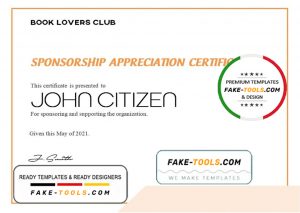 USA Sponsorship Appreciation certificate template in Word and PDF format