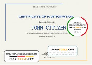USA Talent Show Participation certificate template in Word and PDF format