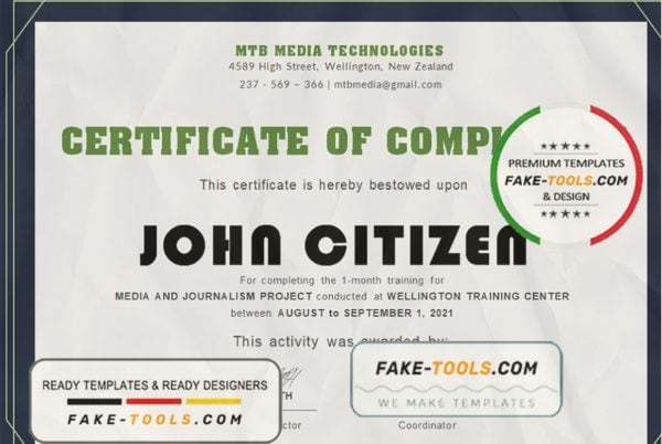 USA Training certificate template in Word and PDF format