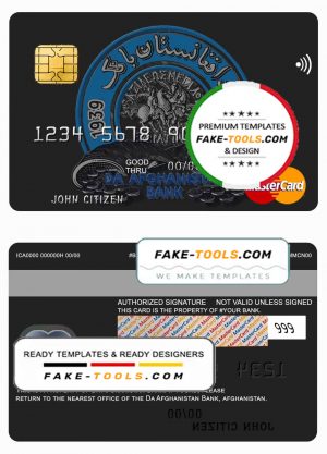 Afghanistan Da bank mastercard template in PSD format, fully editable Afghanistan Da bank mastercard template in PSD format, fully editable