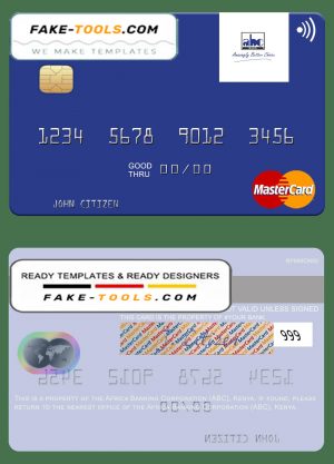Africa Banking Corporation (ABC) Kenya mastercard fully editable template in PSD format Africa Banking Corporation (ABC) Kenya mastercard fully editable template in PSD format