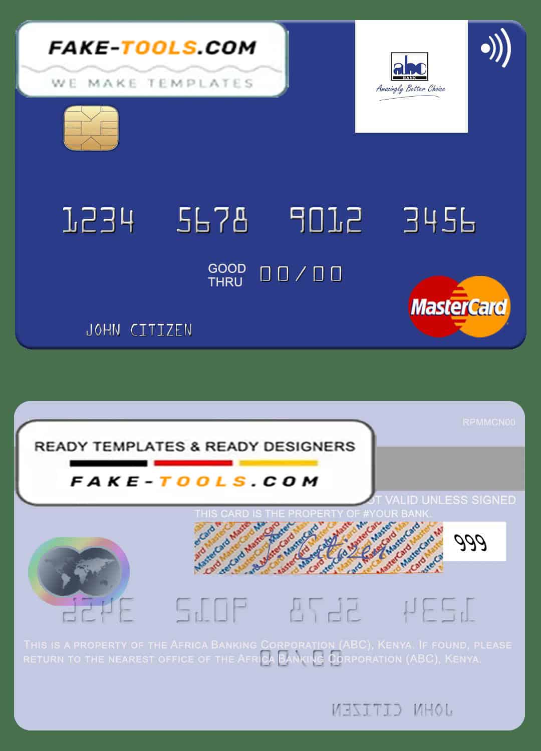 Africa Banking Corporation (ABC) Kenya mastercard fully editable template in PSD format Africa Banking Corporation (ABC) Kenya mastercard fully editable template in PSD format