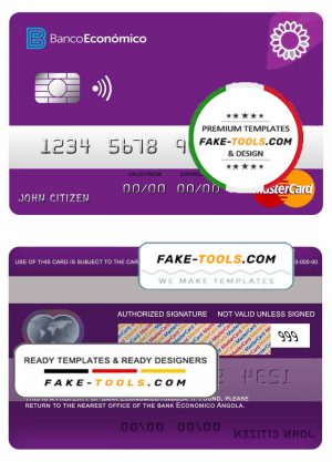 Angola Bank Economio mastercard template in PSD format Angola Bank Economio mastercard template in PSD format