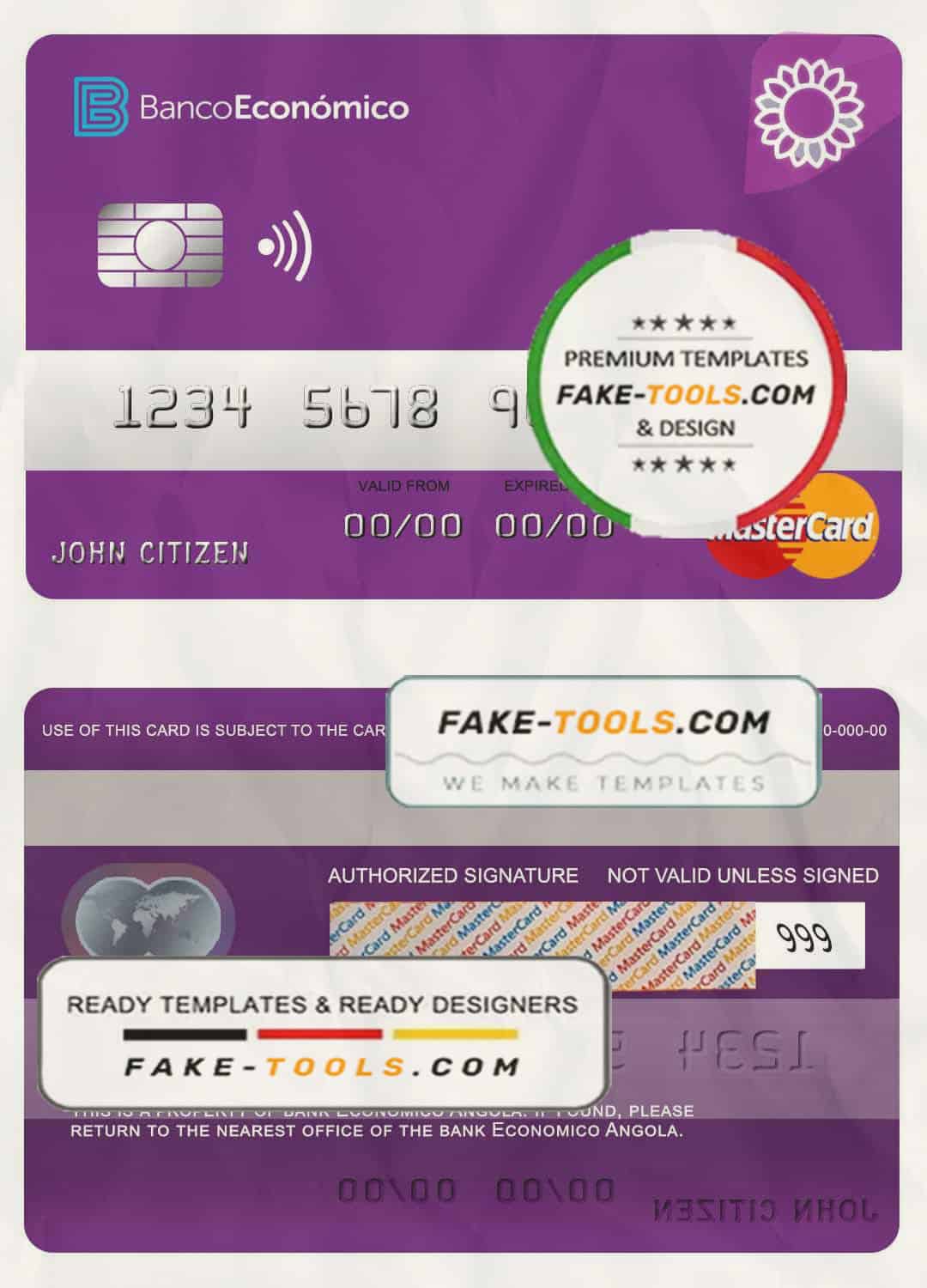 Angola Bank Economio mastercard template in PSD format Angola Bank Economio mastercard template in PSD format