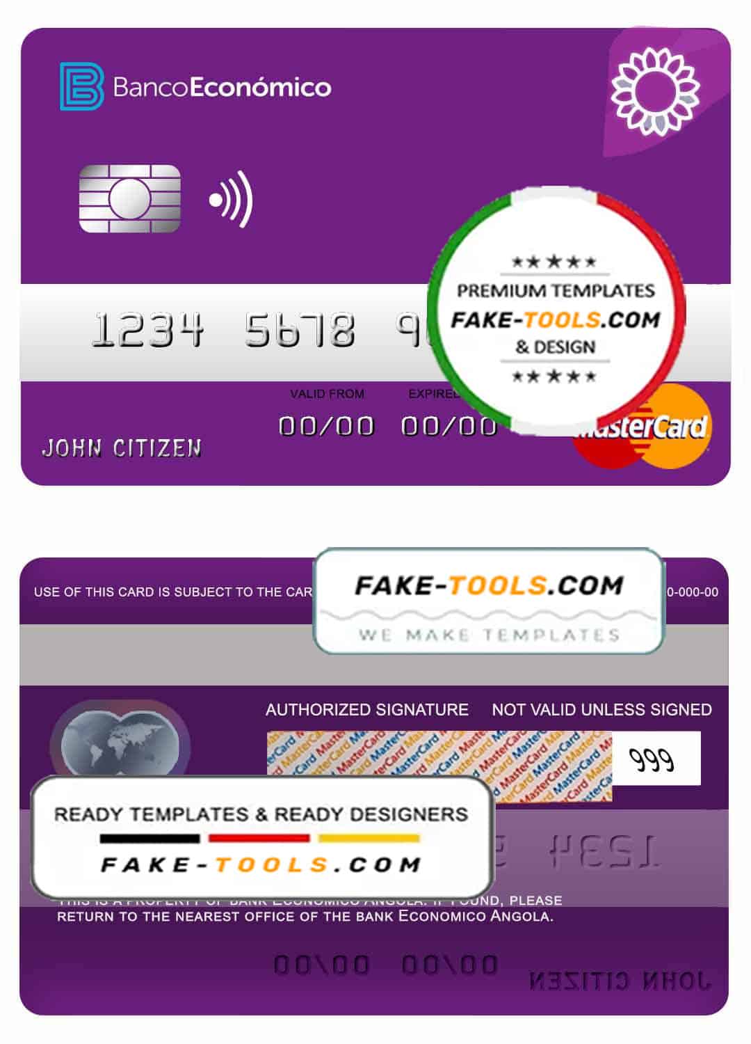 Angola Bank Economio mastercard template in PSD format Angola Bank Economio mastercard template in PSD format
