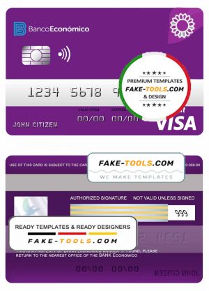 Angola Bank Economio visa debit card template in PSD format