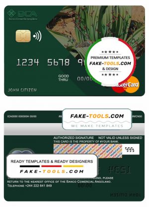 Angola Comercial Bank mastercard template in PSD format, fully editable