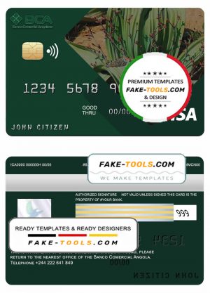 Angola Comercial Bank visa card debit card template in PSD format, fully editable Angola Comercial Bank visa card debit card template in PSD format, fully editable