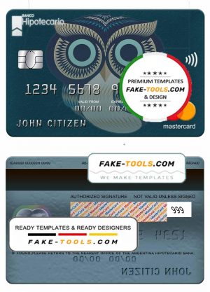 Argentina Hipotecario bank mastercard template in PSD format