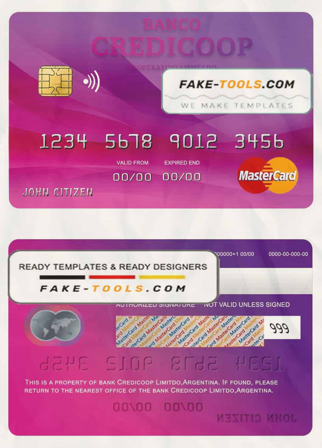 Argentina bank Credicoop bank mastercard credit card template in PSD format, fully editable Argentina bank Credicoop bank mastercard credit card template in PSD format, fully editable