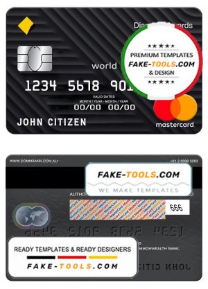 Australia Commonwealth bank mastercard template in PSD format, fully editable