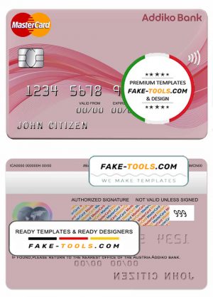 Austria Addiko bank mastercard template in PSD format, fully editable Austria Addiko bank mastercard template in PSD format, fully editable