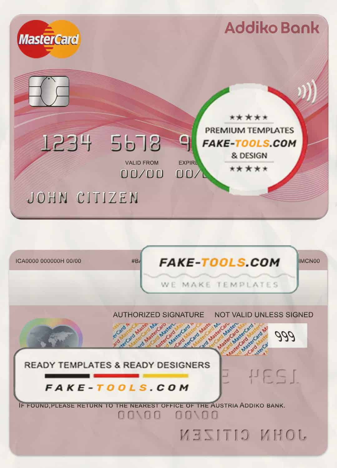 Austria Addiko bank mastercard template in PSD format, fully editable Austria Addiko bank mastercard template in PSD format, fully editable