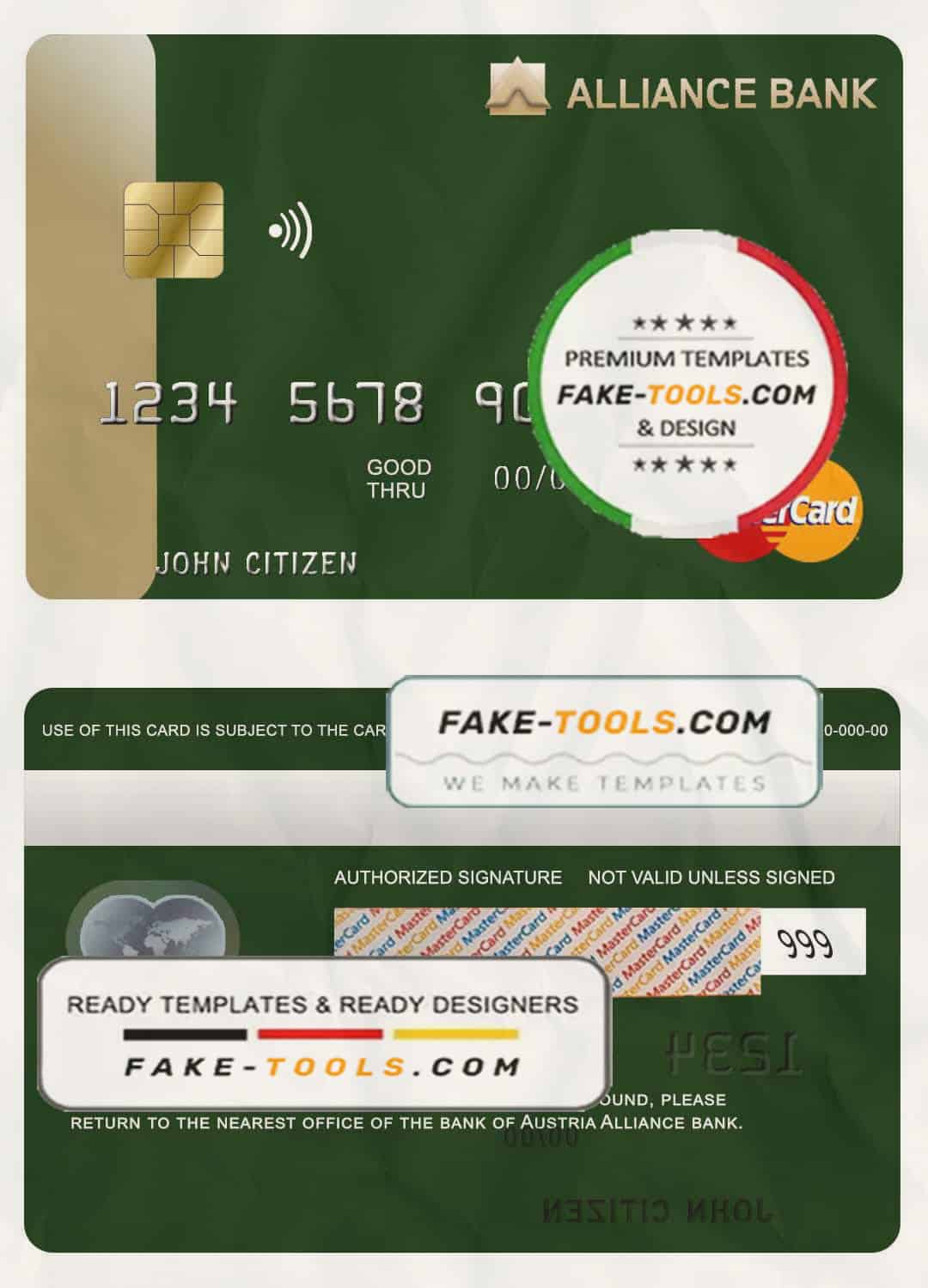 Austria Alliance bank mastercard template in PSD format, fully editable Austria Alliance bank mastercard template in PSD format, fully editable