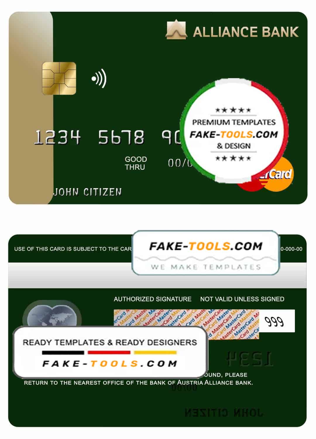 Austria Alliance bank mastercard template in PSD format, fully editable Austria Alliance bank mastercard template in PSD format, fully editable
