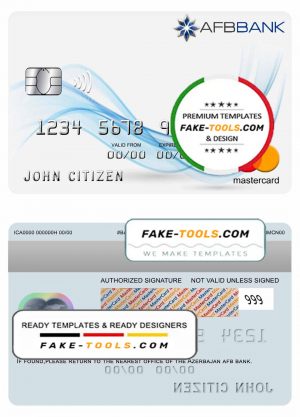 Azerbaijan AFB bank mastercard template in PSD format, fully editable