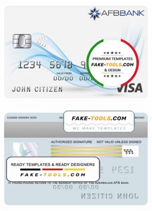 Azerbaijan AFB bank visa card template in PSD format, fully editable Azerbaijan AFB bank visa card template in PSD format, fully editable