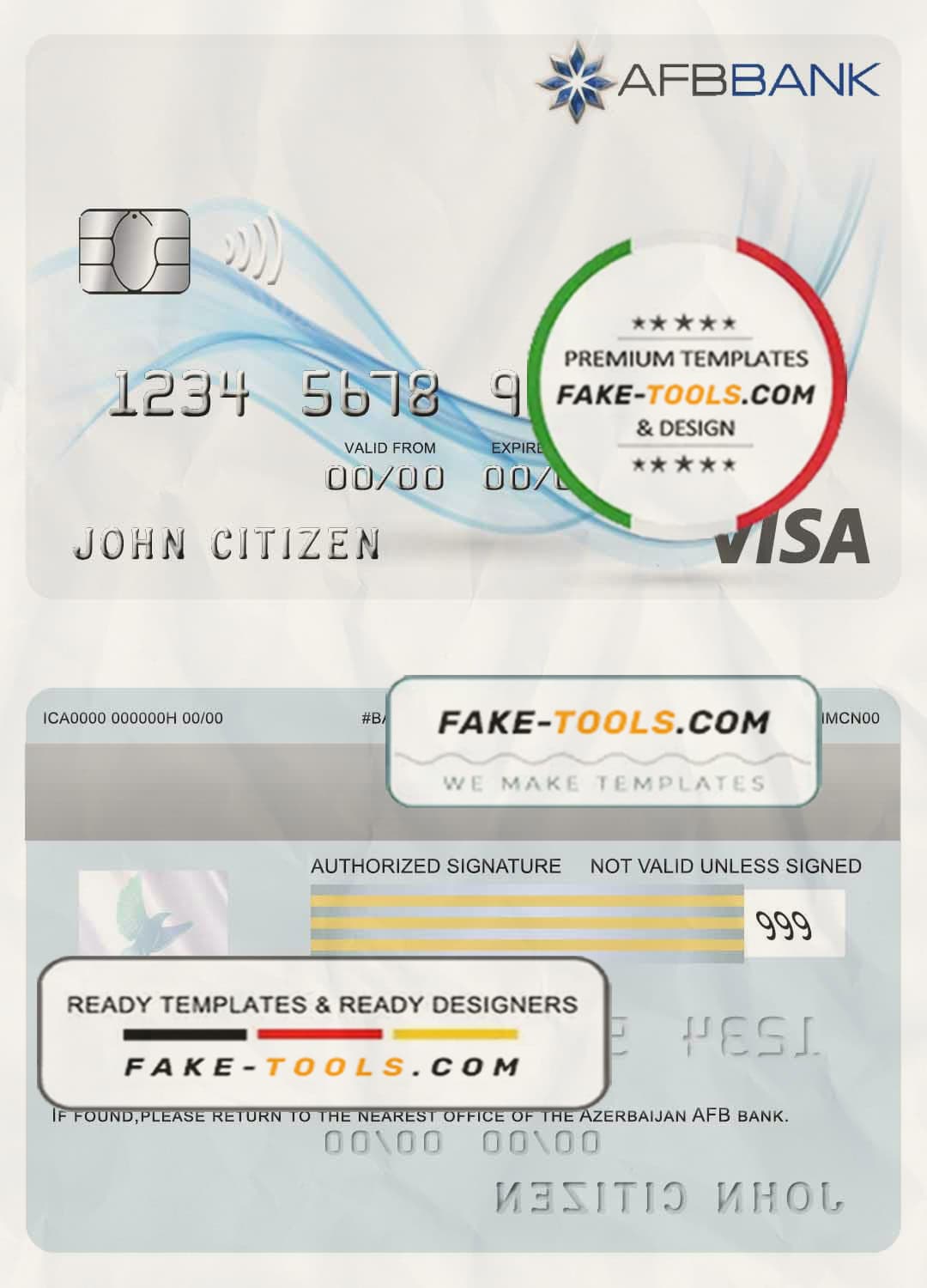 Azerbaijan AFB bank visa card template in PSD format, fully editable Azerbaijan AFB bank visa card template in PSD format, fully editable