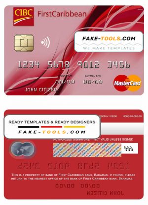 Bahamas First Caribbean bank mastercard credit card template in PSD format, fully editable Bahamas First Caribbean bank mastercard credit card template in PSD format, fully editable