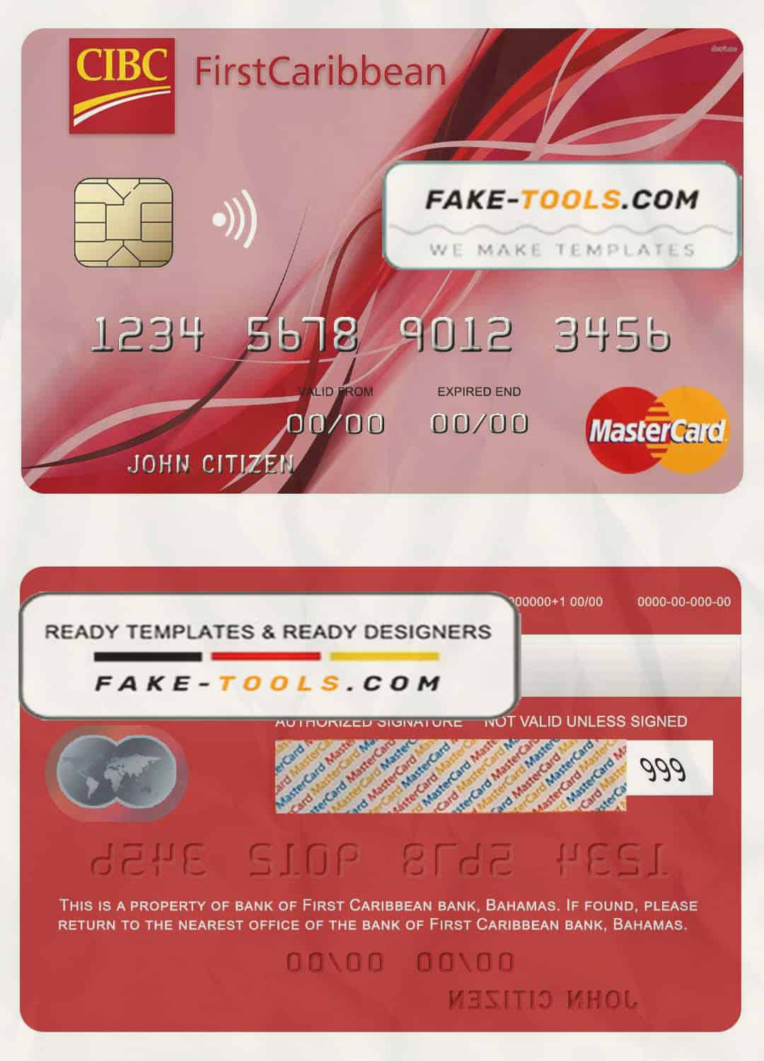 Bahamas First Caribbean bank mastercard credit card template in PSD format, fully editable Bahamas First Caribbean bank mastercard credit card template in PSD format, fully editable