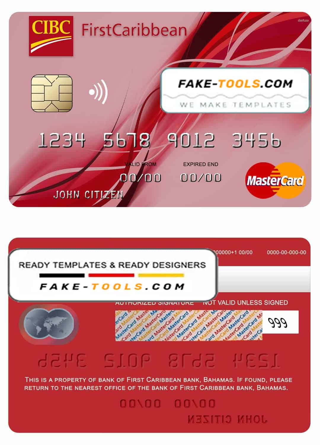 Bahamas First Caribbean bank mastercard credit card template in PSD format, fully editable Bahamas First Caribbean bank mastercard credit card template in PSD format, fully editable