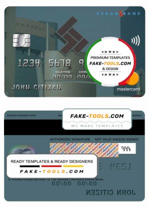 Bahrain Eskan bank mastercard template in PSD format, fully editable