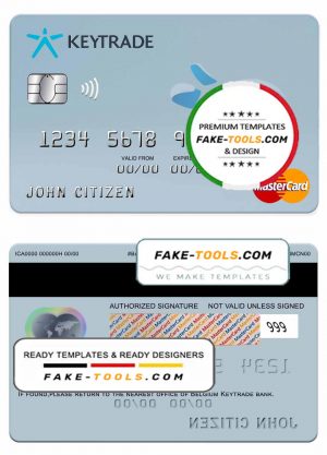 Belgium Keytrade bank mastercard template in PSD format, fully editable