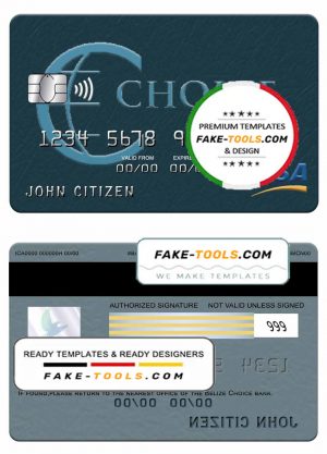 Belize Choice bank visa card template in PSD format, fully editable