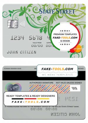 Belize State street bank mastercard template in PSD format, fully editable