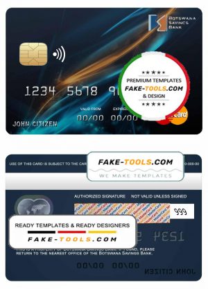 Botswana Savings bank mastercard template in PSD format, fully editable