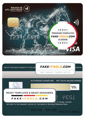 Burkina Faso Atlantique bank visa credit card template in PSD format Burkina Faso Atlantique bank visa credit card template in PSD format