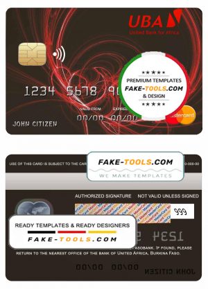 Burkina Faso United bank for Africa mastercard credit card template in PSD format Burkina Faso United bank for Africa mastercard credit card template in PSD format