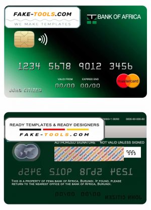 Burundi Africa mastercard credit card template in PSD format, fully editable