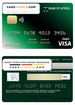 Burundi Africa visa credit card template in PSD format, fully editable Burundi Africa visa credit card template in PSD format, fully editable