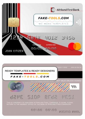 Cameroon Afriland First bank mastercard credit card template in PSD format, fully editable