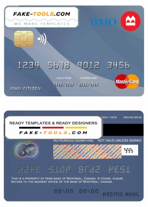 Canada Montreal bank mastercard template in PSD format, fully editable