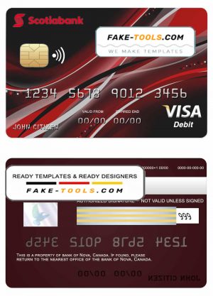 Canada Nova bank visa card template in PSD format, fully editable Canada Nova bank visa card template in PSD format, fully editable