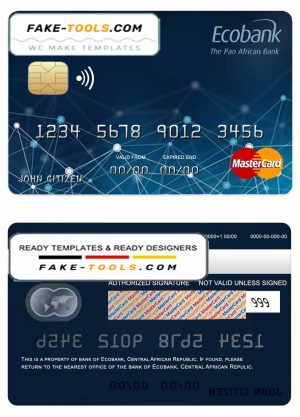 Central African Republic Ecobank mastercard template in PSD format, fully editable Central African Republic Ecobank mastercard template in PSD format, fully editable