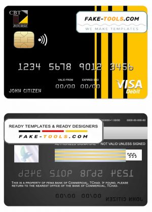 Chad Commercial bank visa card template in PSD format, fully editable Chad Commercial bank visa card template in PSD format, fully editable