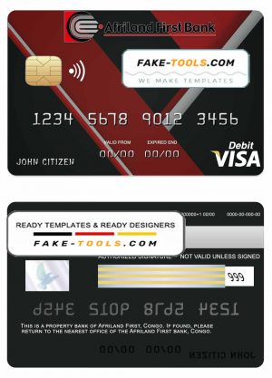 Congo Afriland First bank visa credit card template in PSD format, fully editable Congo Afriland First bank visa credit card template in PSD format, fully editable