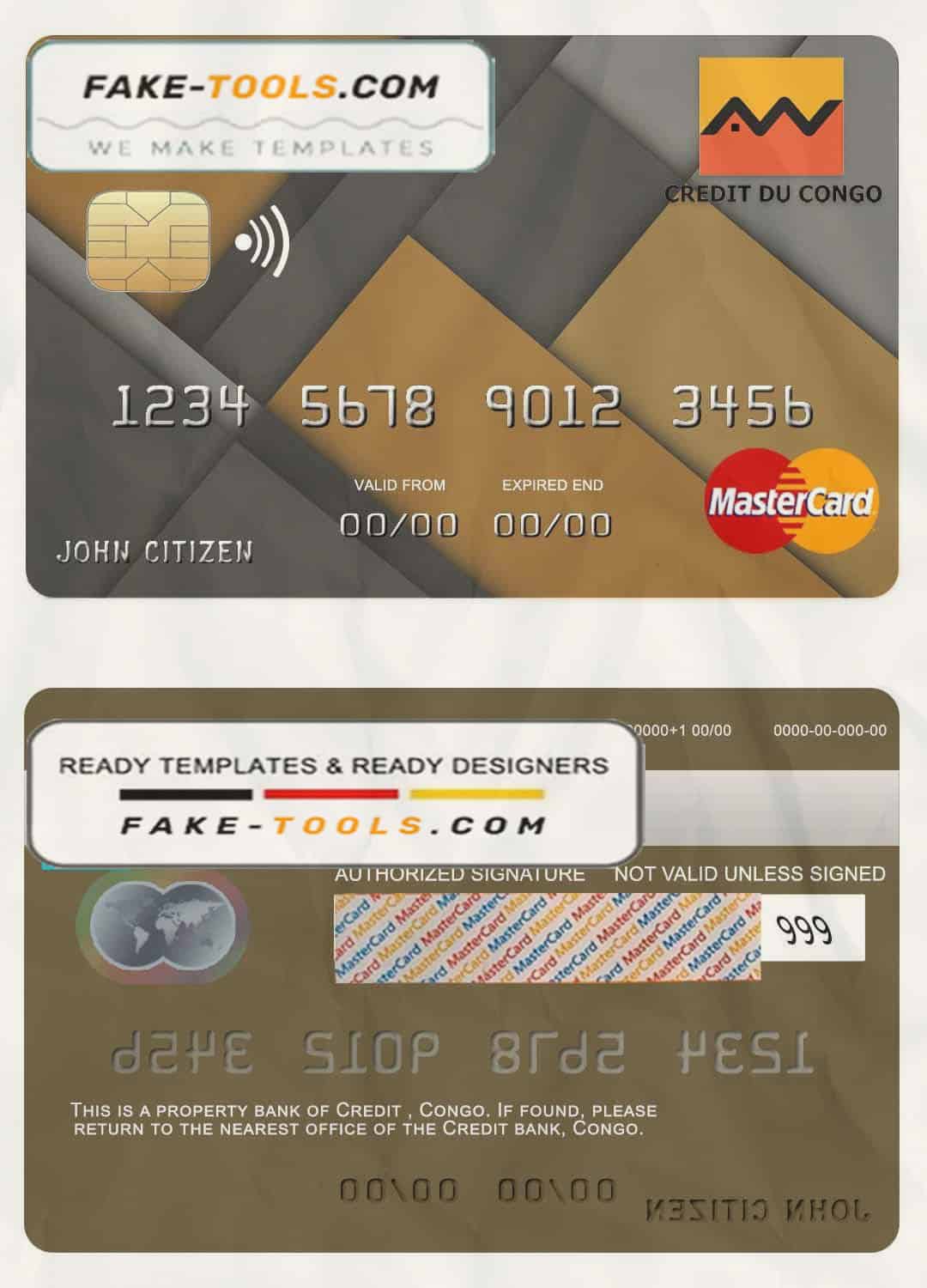 Congo Credit bank mastercard credit card template in PSD format, fully editable Congo Credit bank mastercard credit card template in PSD format, fully editable