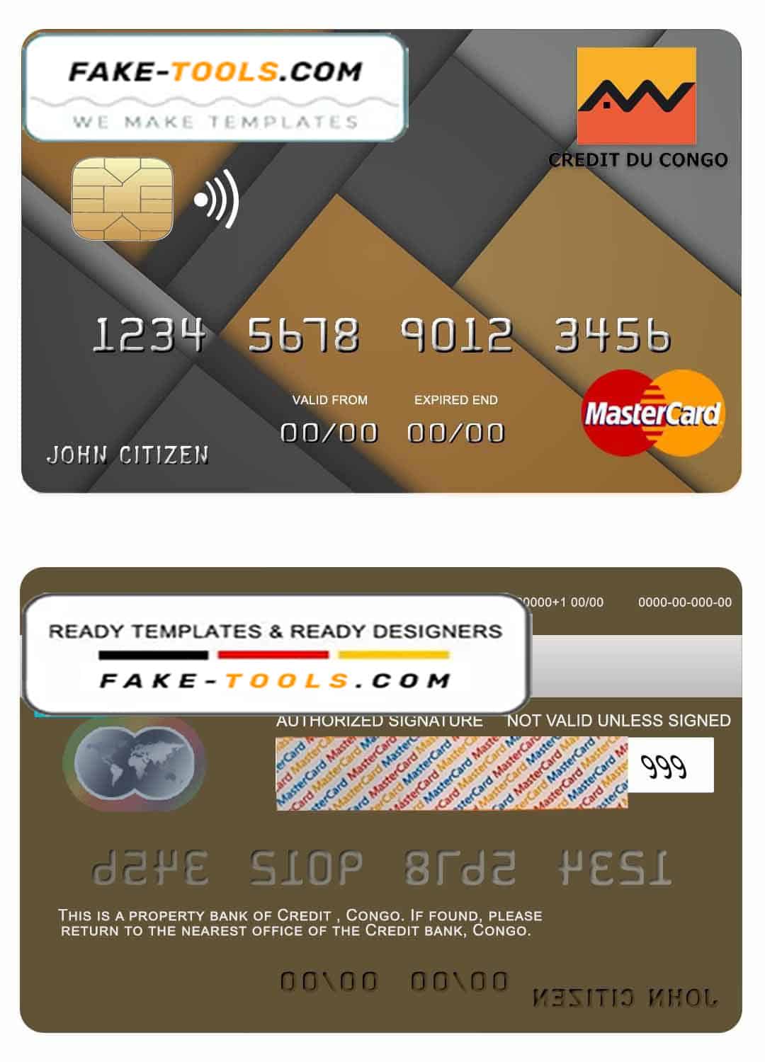 Congo Credit bank mastercard credit card template in PSD format, fully editable Congo Credit bank mastercard credit card template in PSD format, fully editable