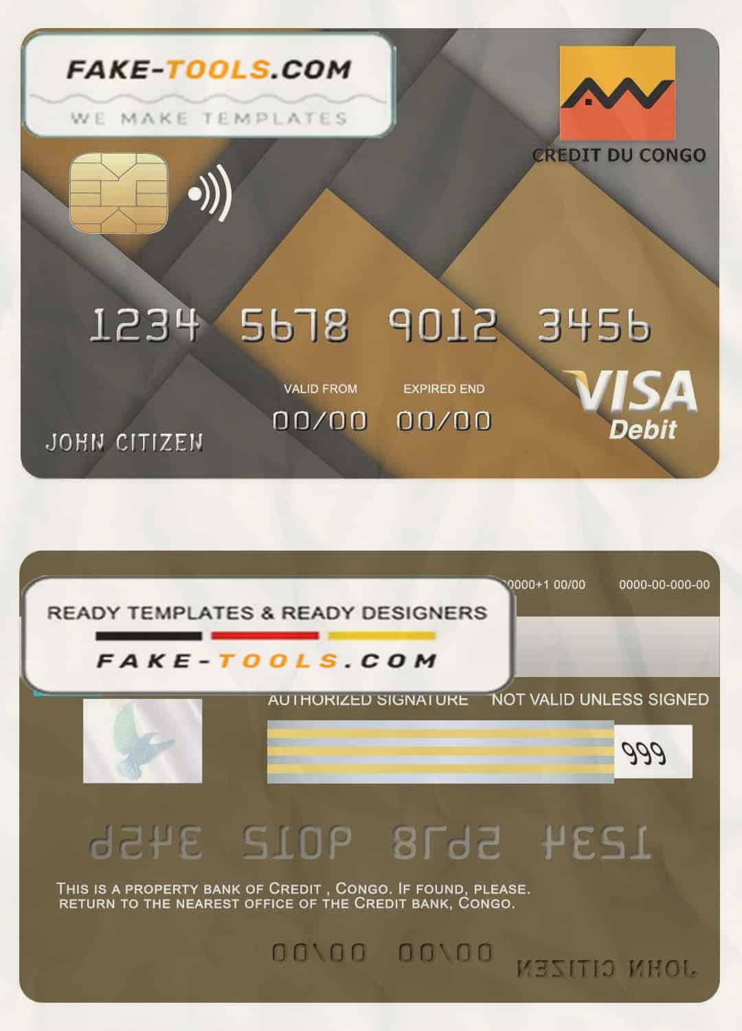 Congo Credit bank visa credit card template in PSD format, fully editable Congo Credit bank visa credit card template in PSD format, fully editable